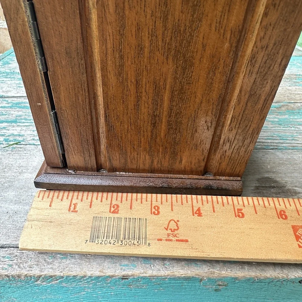 VTG Japanese Musical Jewelry Box 8‎ Inch Stained Wood Hidden Drawer Works Video